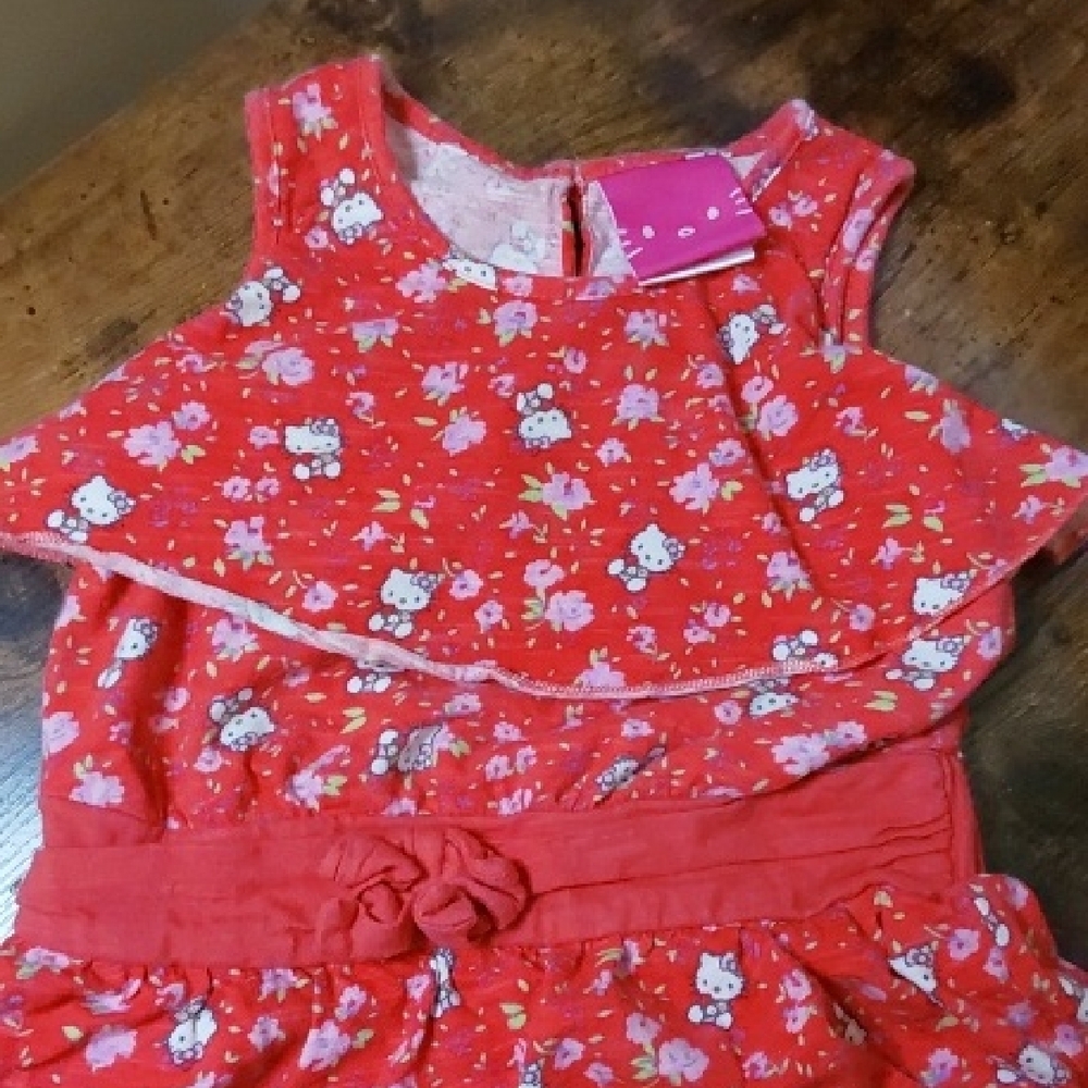 SOLD-Hello Kitty Red Floral Kids Dress - Picture 3 of 6